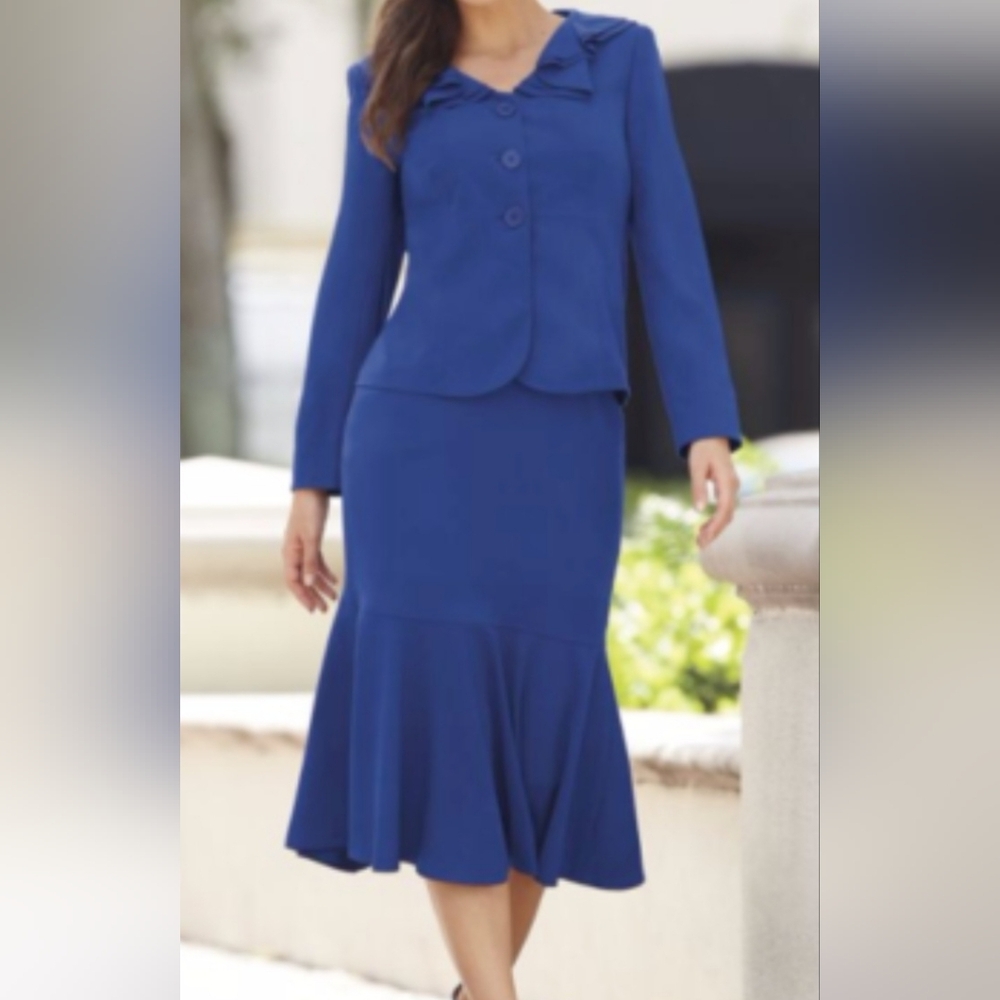 Monroe & Main Royal Blue Midi Skirt (0263)